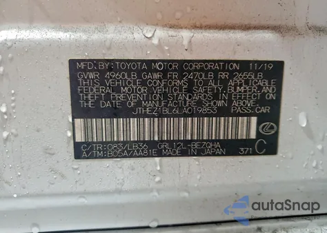 2020 Lexus Gs 350 F Sport из США, поврежденный, VIN JTHEZ1BL6LA019853